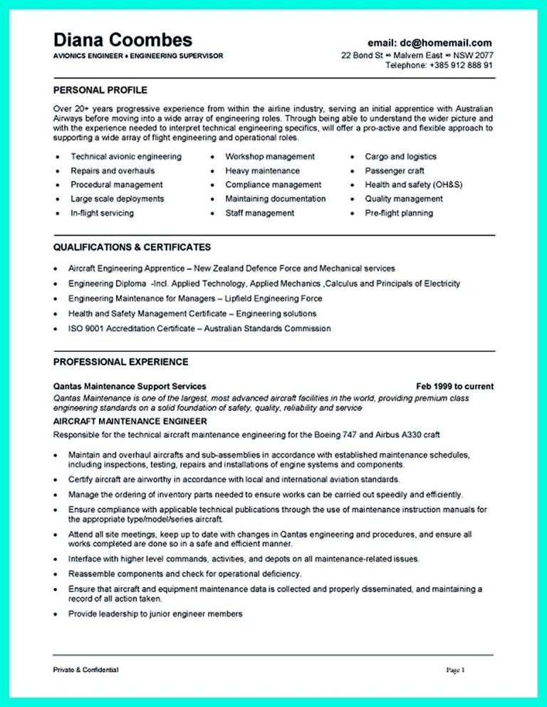 Mechanical Engineer Resume Sample Australia