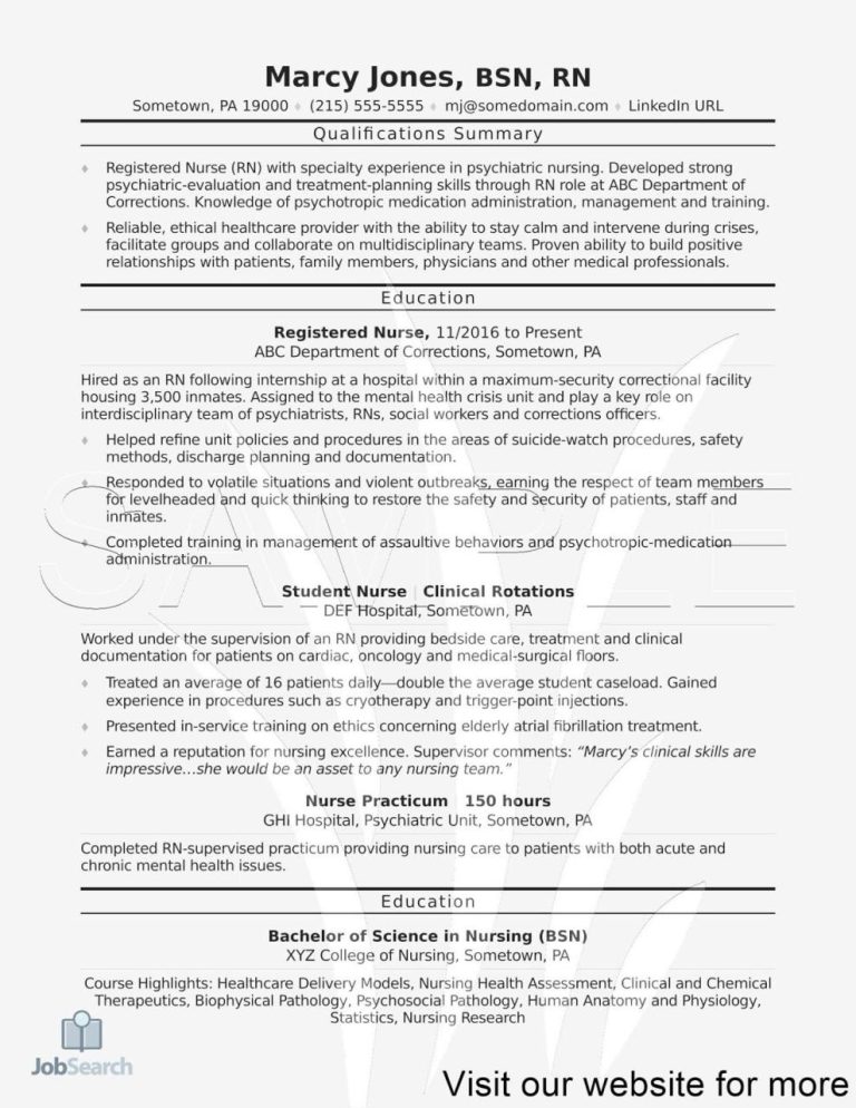 Sample Professional Summary For Nursing Resume