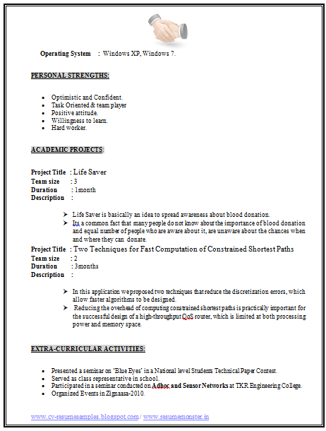 Experience Resume Format For Software Developer