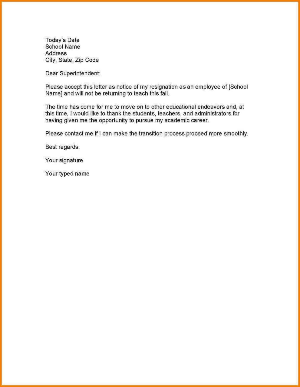 At Will Employment Resignation Letter Collection Letter Template