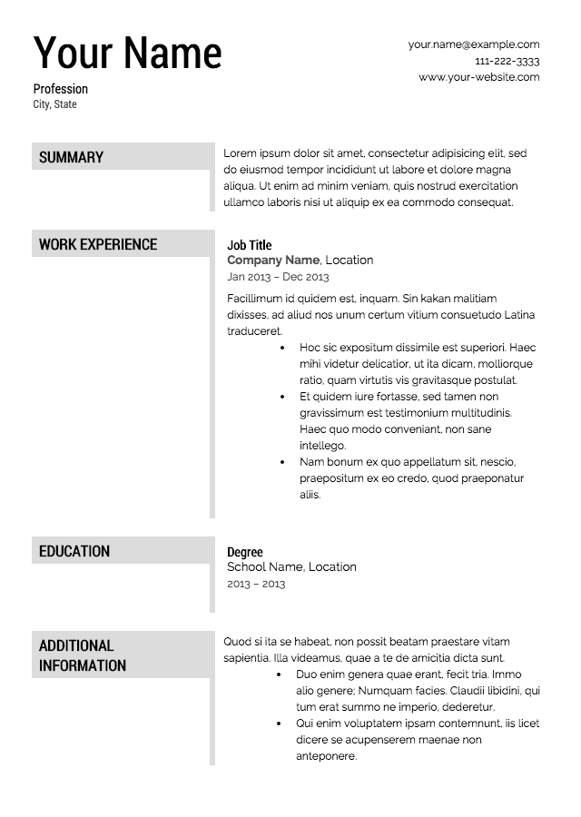 Blank Resume Template To Print