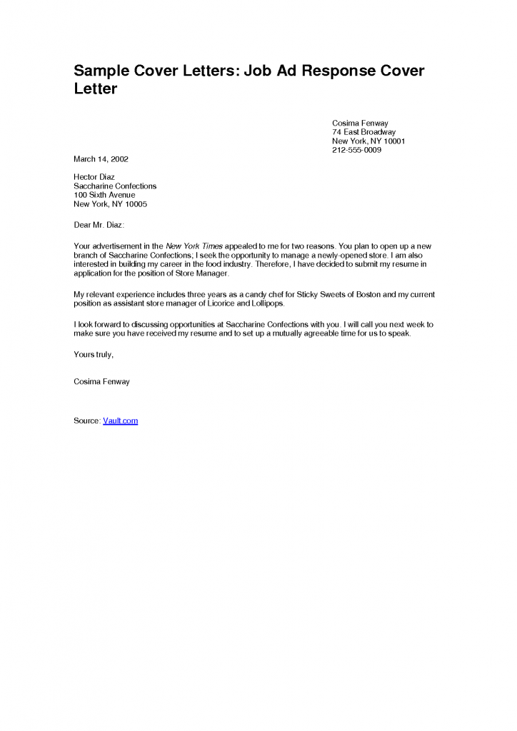 Example Of Job Application Letter For Students