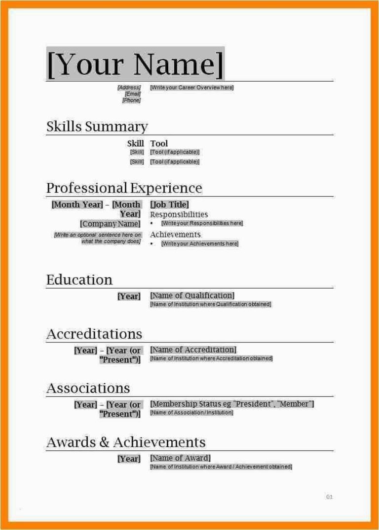 Simple Cv Template For Students Download