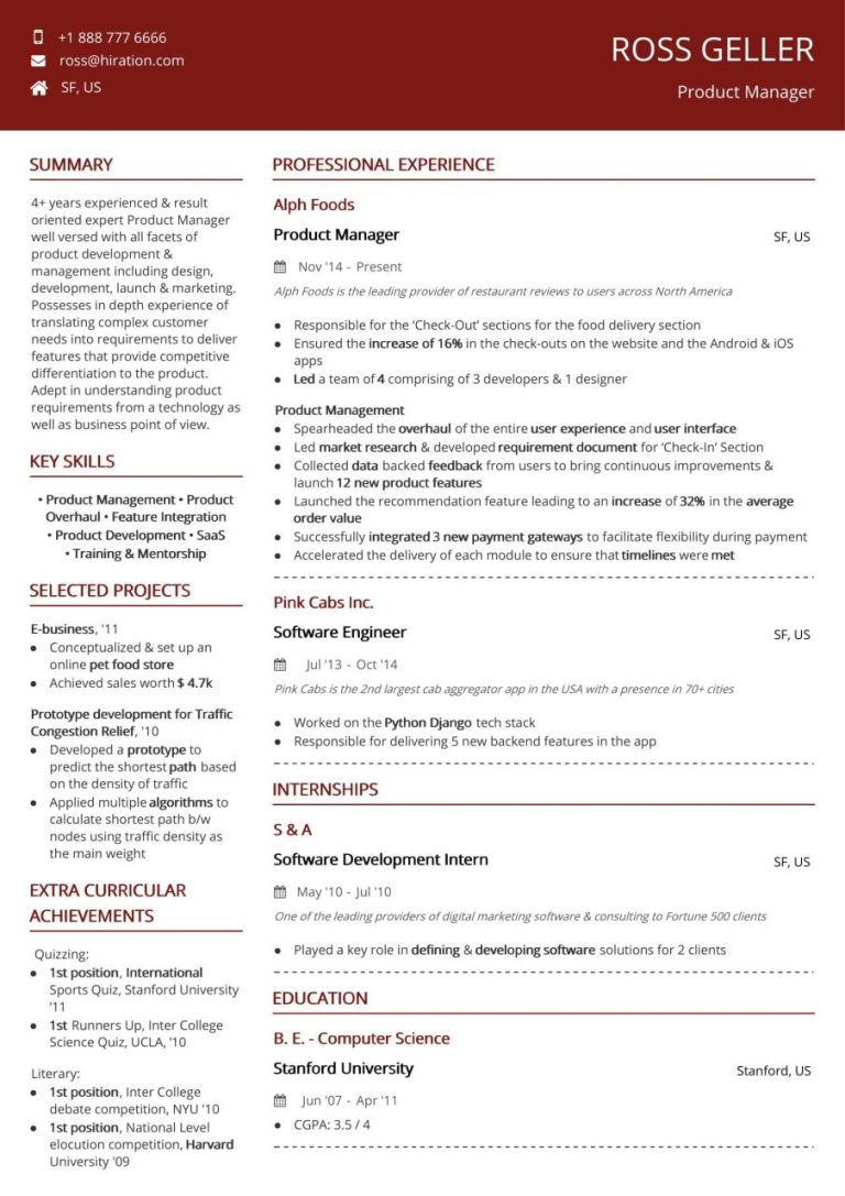 Product Manager Resume Examples 2019