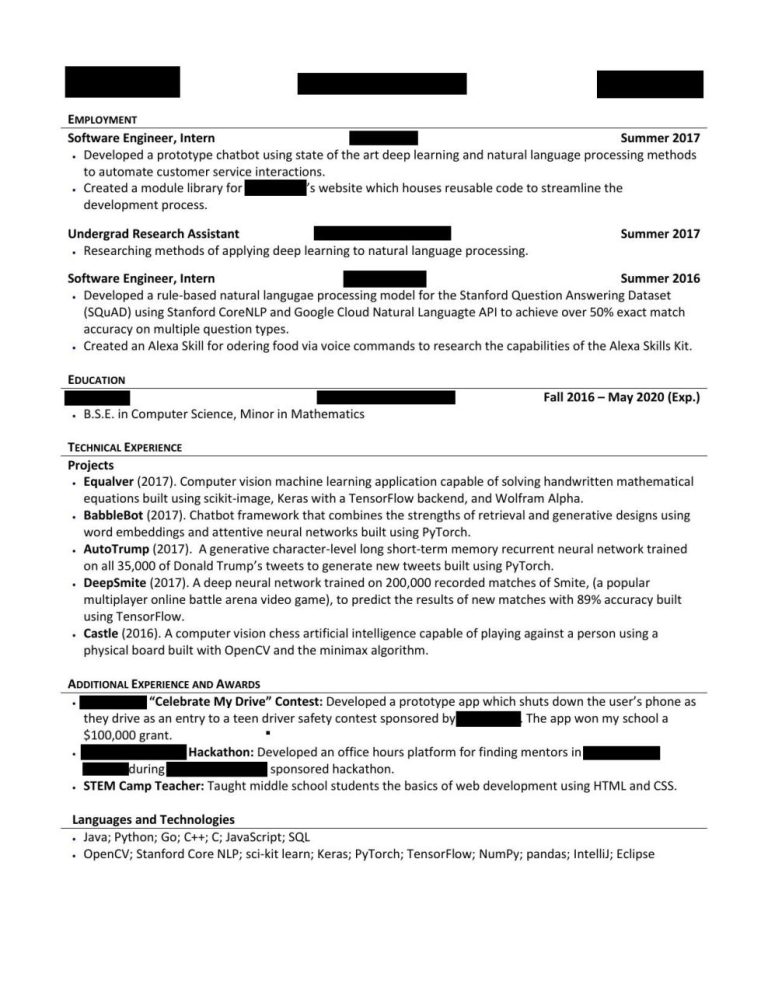 Mechanical Engineering Student Resume Reddit