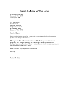 Sample Declining an Offer Letter PDF