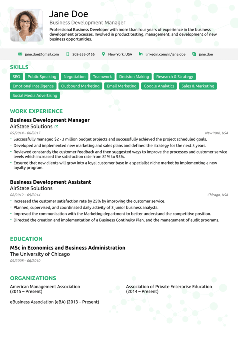 Great Cv Examples 2019
