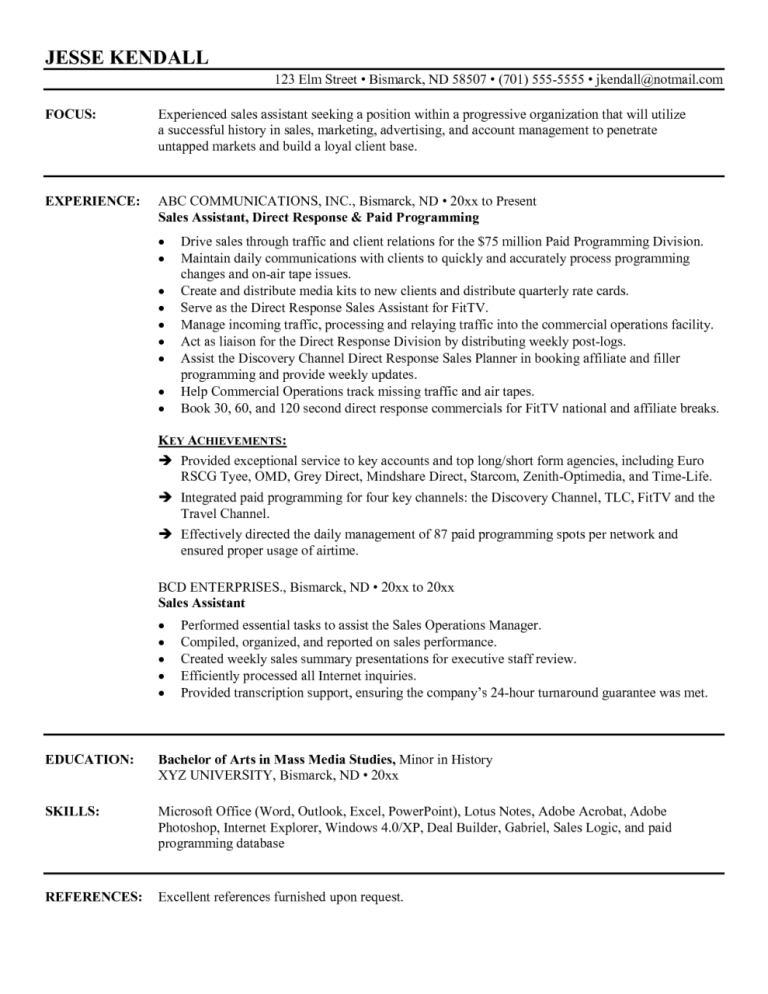 Retail Assistant Resume Template