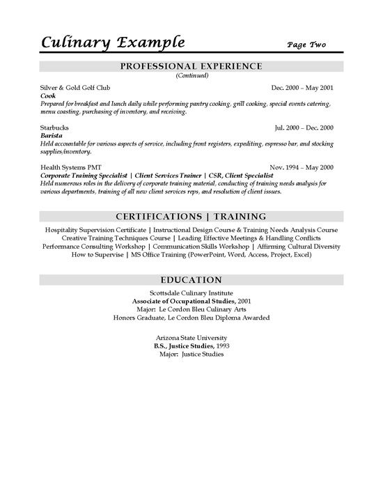 Chef Resume Sample Word Format