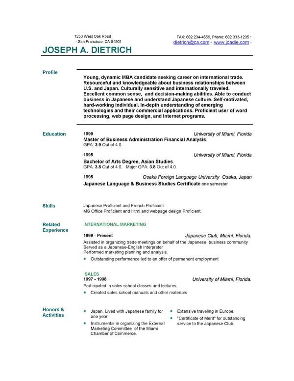 Student Cv Template Free Download