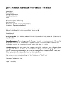 template for job transfer request letter any suitable covering format