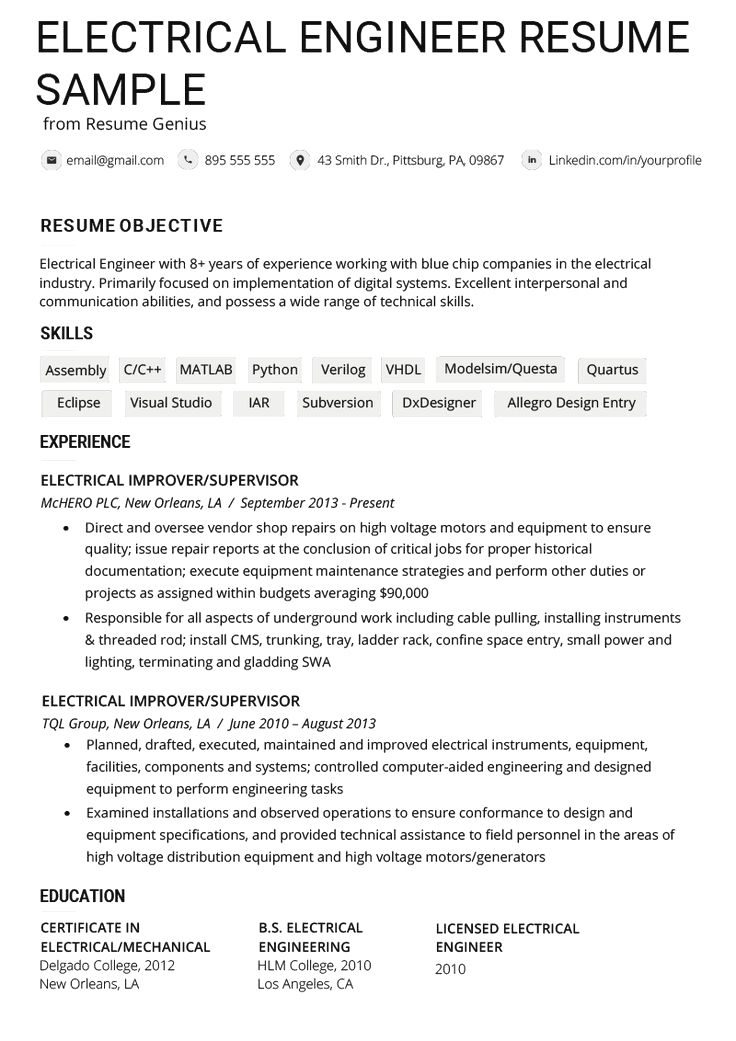 How To Make Electrical Engineer Resume