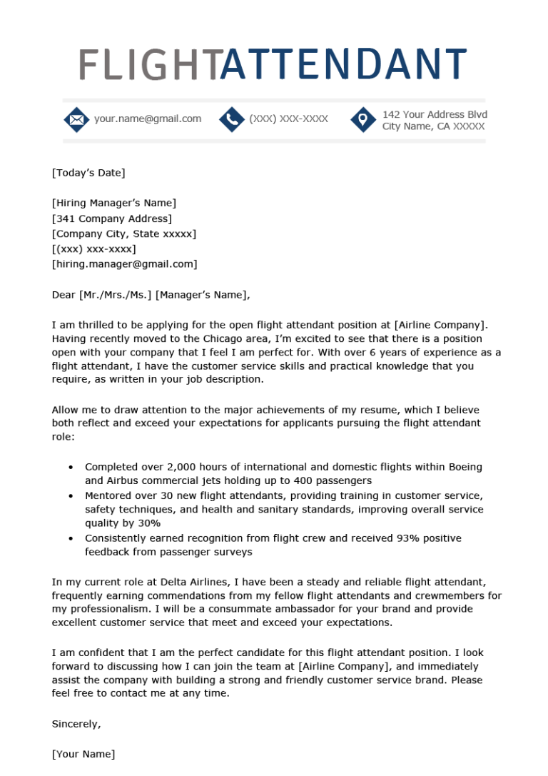 Application Letter For Flight Attendant Example