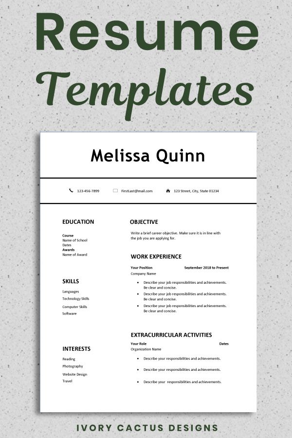 Student Cv Template For First Job Pdf