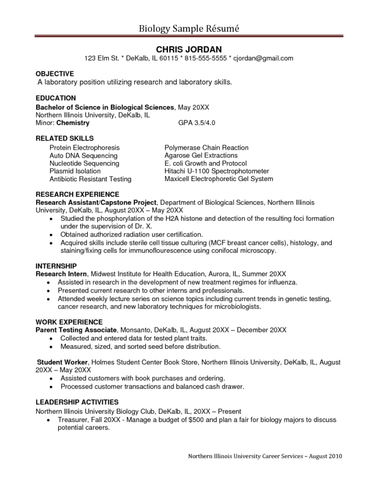 Resume Sample Research Assistant