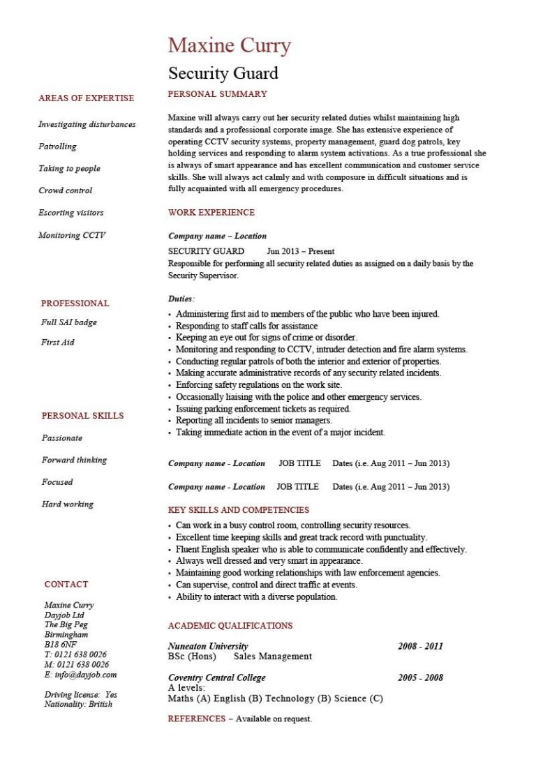 Security Supervisor Resume Objective