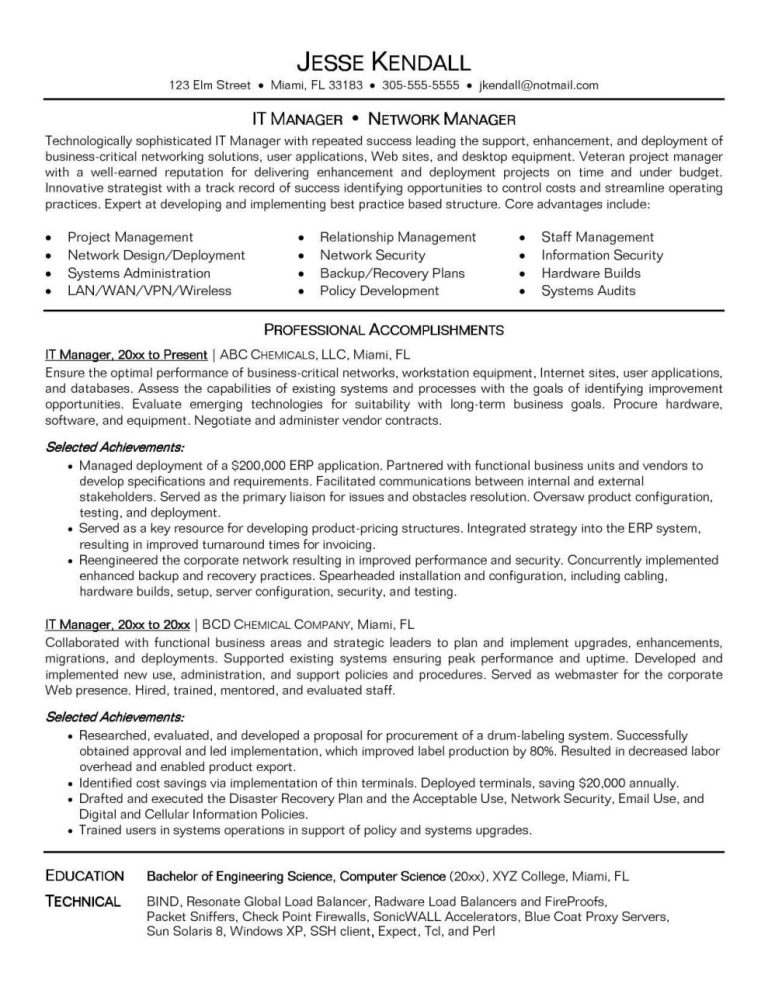 Software Project Manager Resume Doc
