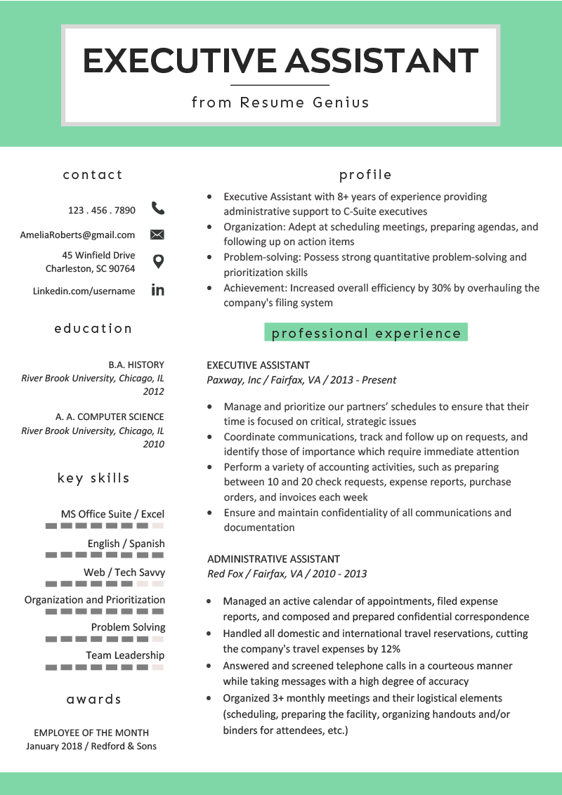 Resume Bullet Points For Executive Assistant LISCRAG