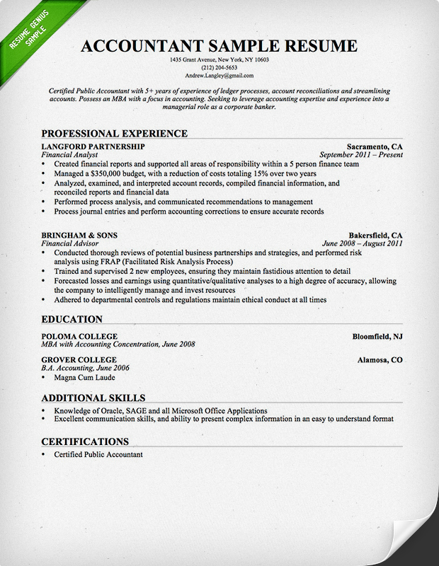 How To Write Accounting Skills In Resume