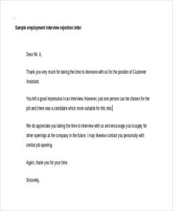 Interview Rejection Letters 7 Free Word, PDF Format Download Free