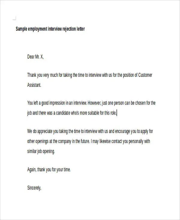 How To Write A Decline Letter For A Job Interview