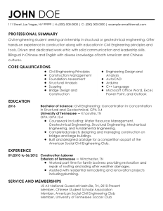 Sample Resume For Civil Engineering Internship Civil Engineering