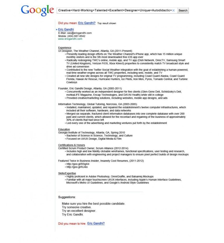 How To Write A Resume For Google Internship