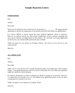 3+ Job Applicant Rejection Letter Sample Top Form Templates Free