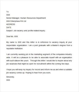 Sample cover letter inquiring about job openings rpolibraryutoronto