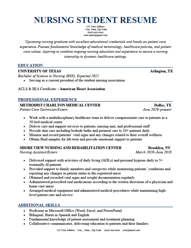 Nursing Student Resume (Sample & Writing Tips)