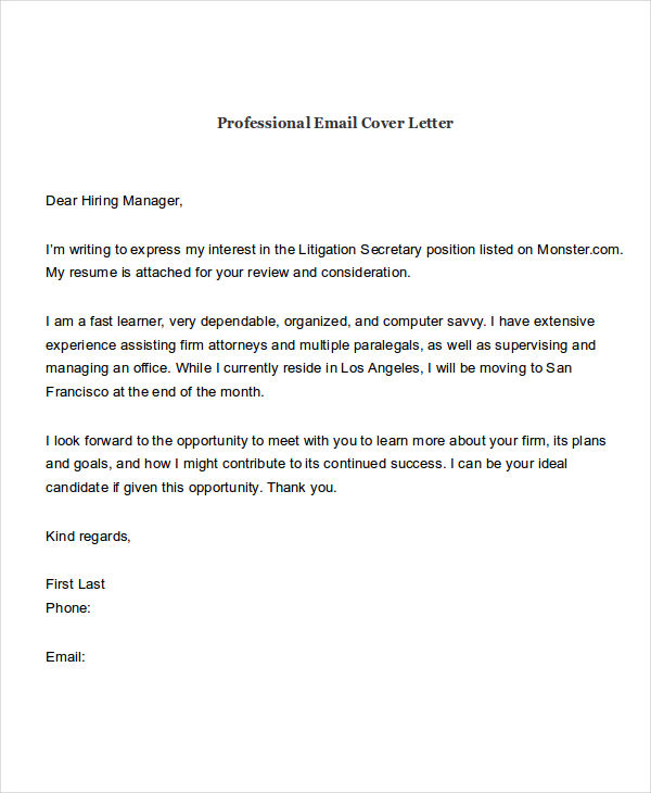 How To Write An Email With Cover Letter And Resume