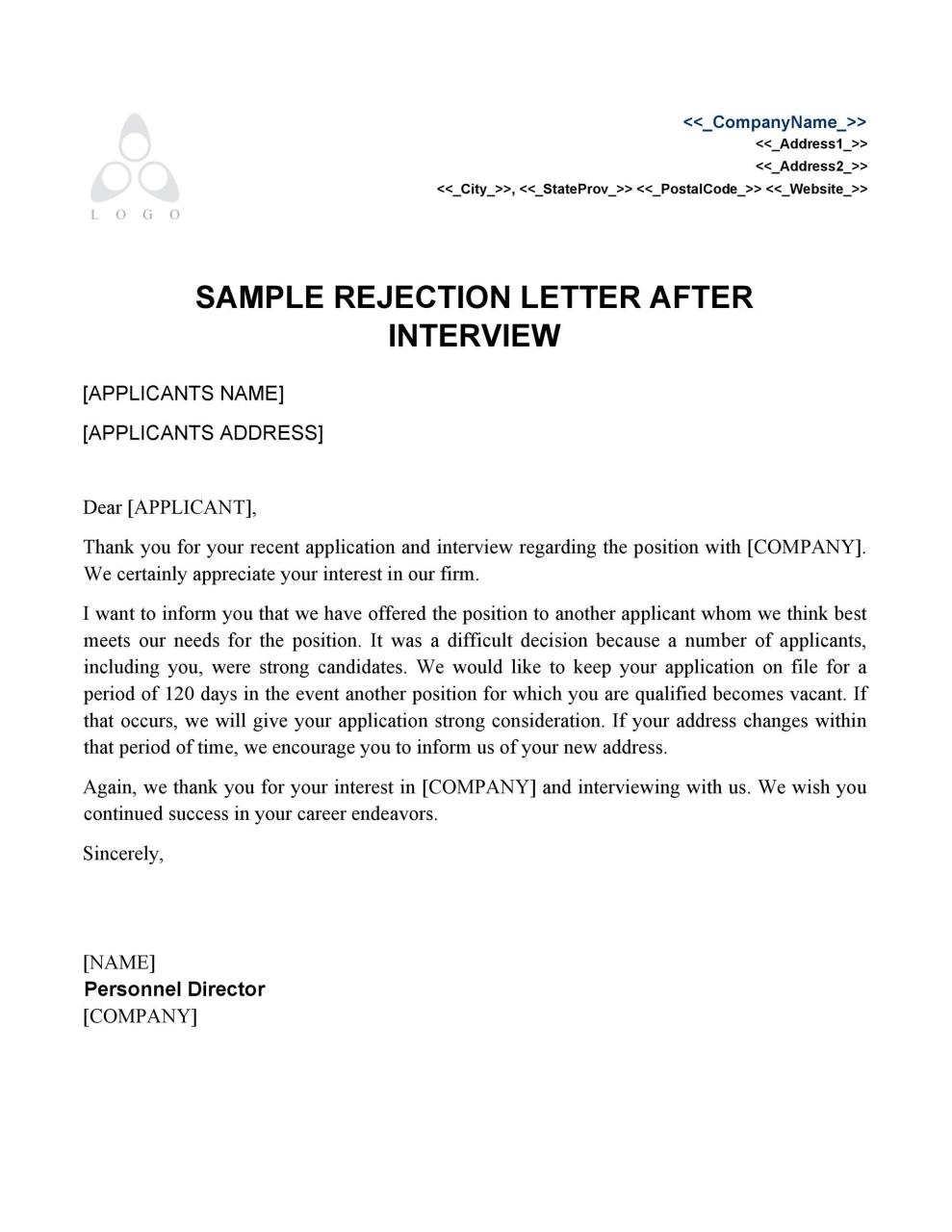 39 Job Rejection Letter Templates & Samples ᐅ TemplateLab