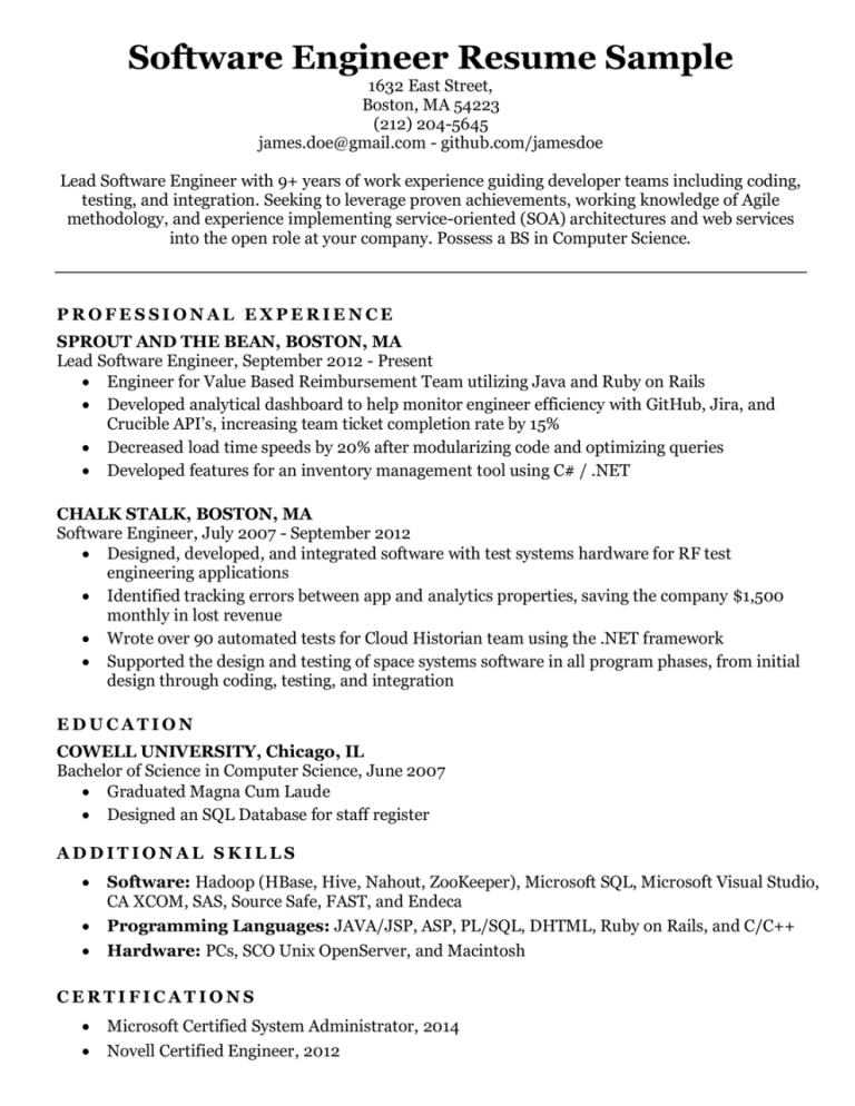 How To Write An Engineering Resume