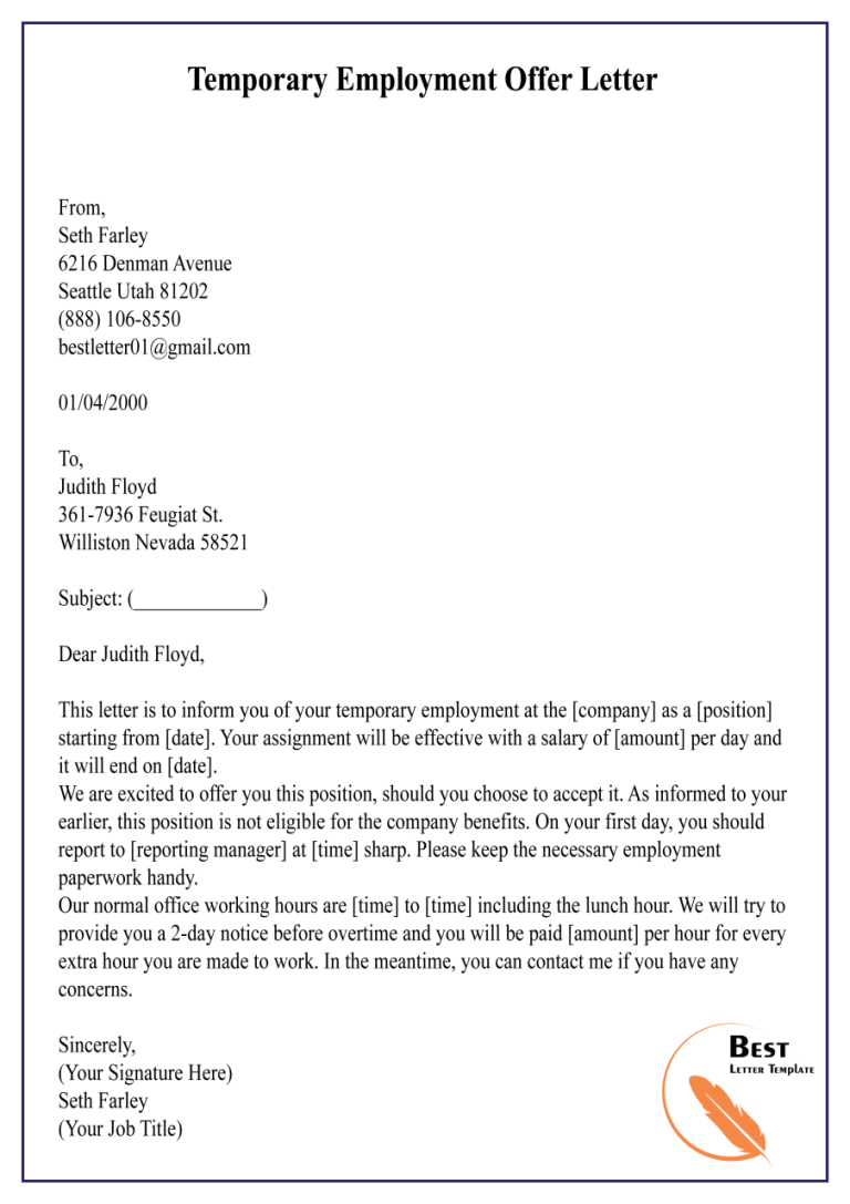 How To Write A Job Offer Letter Template