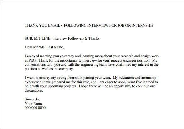 Thank You Email After Job Interview 8+ Free Word, Excel, PDF Format