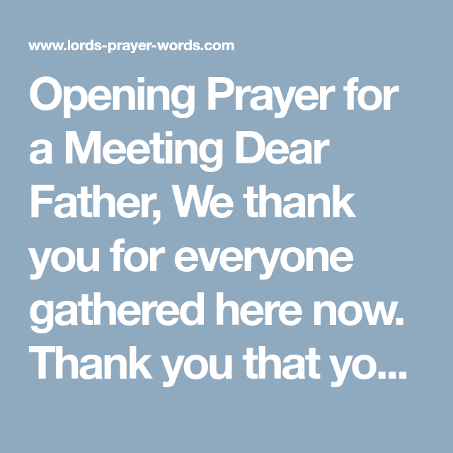 How To Start A Prayer In A Meeting