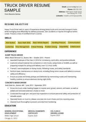 Truck Driver Cover Letter Format