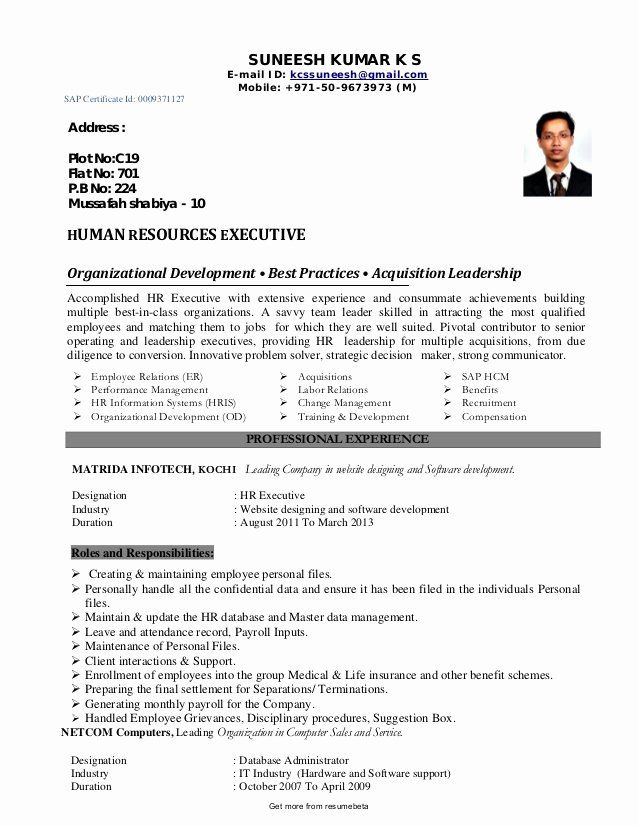 Functional Resume Human Resources