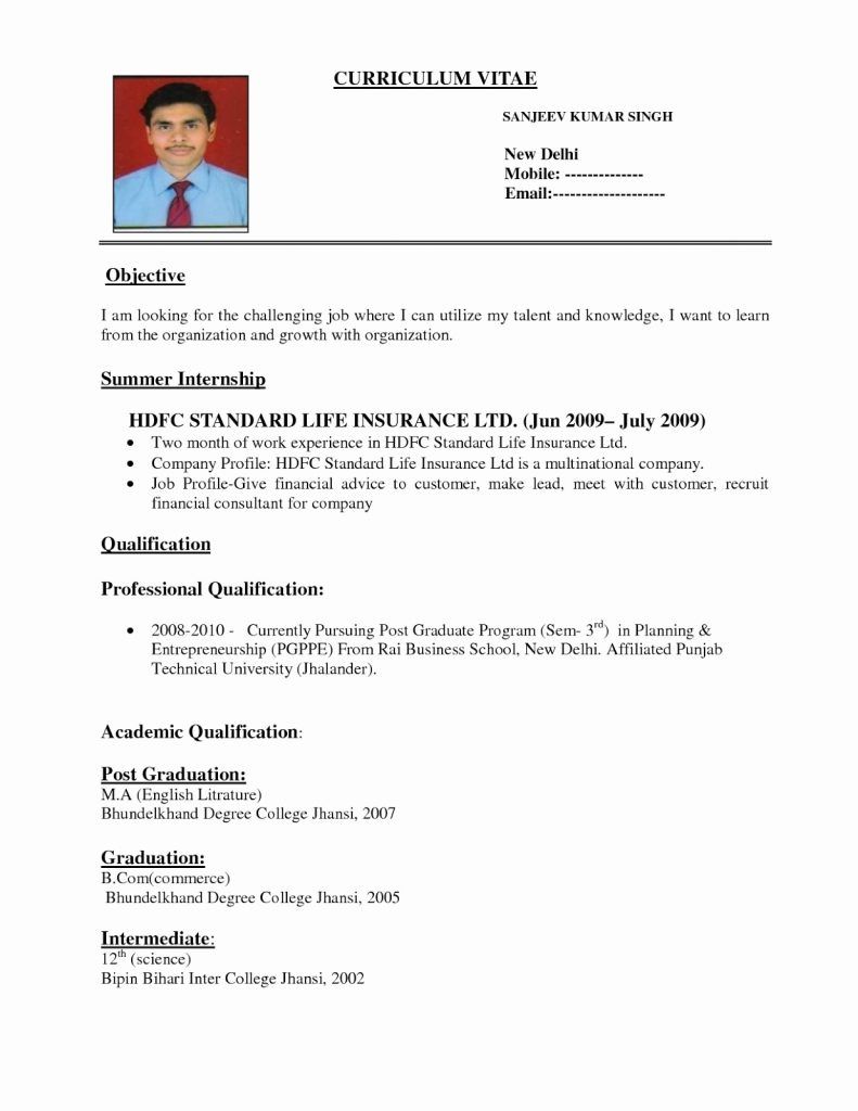 B Pharmacy Resume Format For Freshers Resume Format Job resume