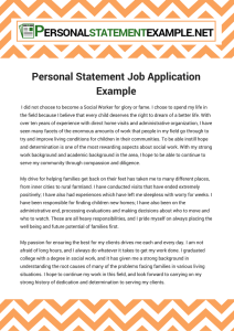 Personal Statement job Application Example