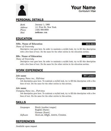 Simple Curriculum Vitae Sample For Students