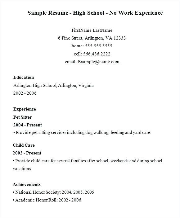 Example Of Cv For Student With No Experience