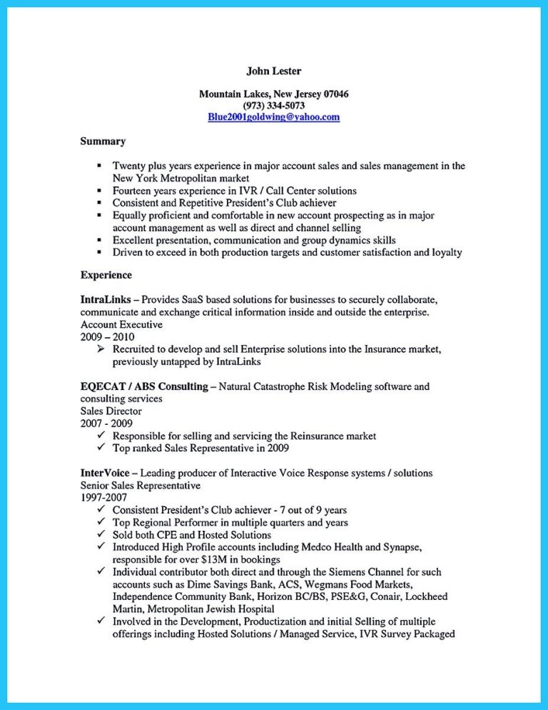 Sample Resume Call Center Agent With Experience