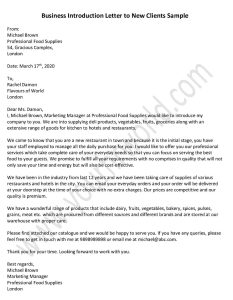 Business Introduction Letter to New Clients Sample