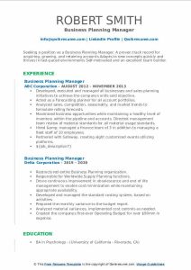 Business Planning Manager Resume Samples QwikResume