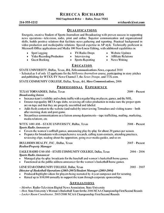 Sample Resume Template For College Students