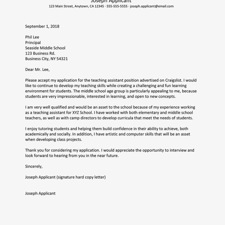 Sample Cover Letter For Teaching Job In University