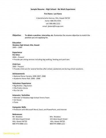 Resume Examples For Students With No Work Experience Template