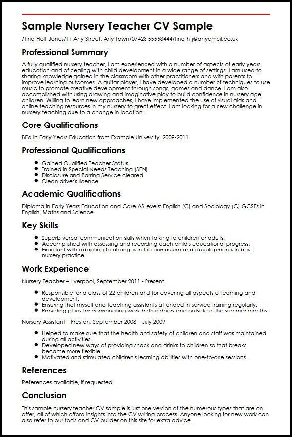 Sample Resume For B.ed Teachers With Experience