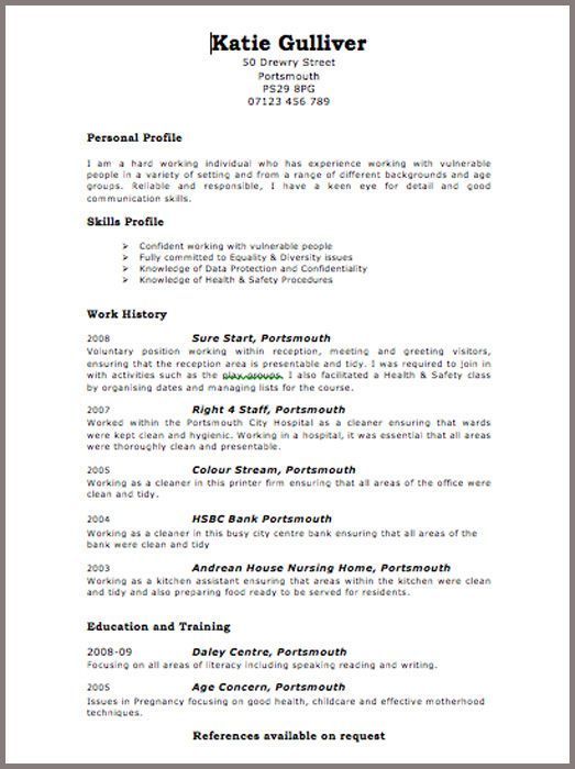 Great Cv Examples Uk 2019